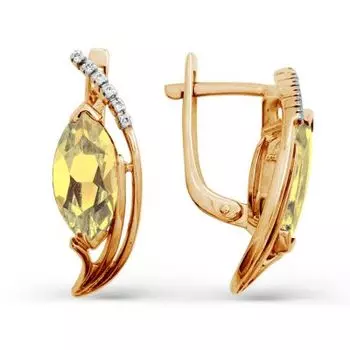 Серьги с цитринами и фианитами Линии Любви