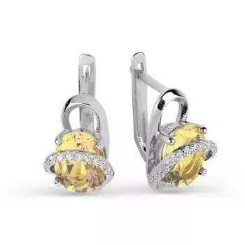 Серьги с цитринами и фианитами Линии Любви