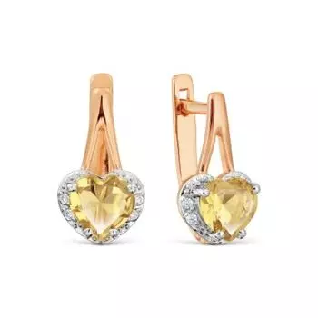 Серьги с цитринами и фианитами Линии Любви