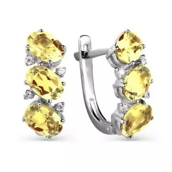 Серьги с цитринами и фианитами Линии Любви