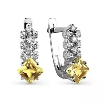 Серьги с цитринами и фианитами Линии Любви