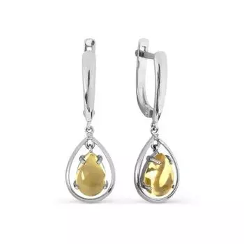 Серьги с цитринами и фианитами Линии Любви