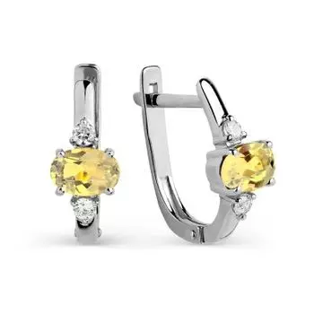 Серьги с цитринами и фианитами Линии Любви