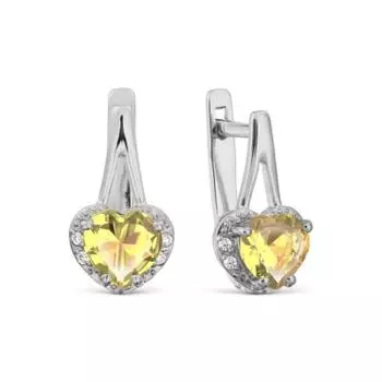 Серьги с цитринами и фианитами Линии Любви