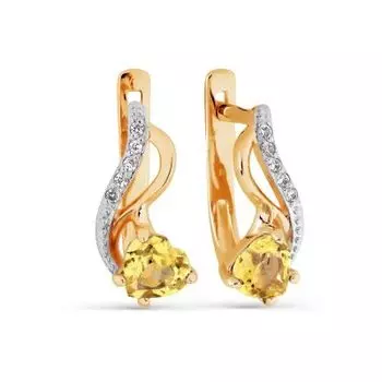 Серьги с цитринами и фианитами Линии Любви