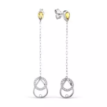 Серьги с цитринами и фианитами Линии Любви