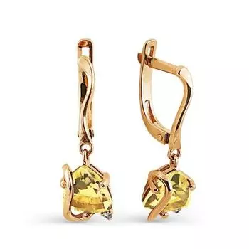Серьги с цитринами и фианитами Линии Любви