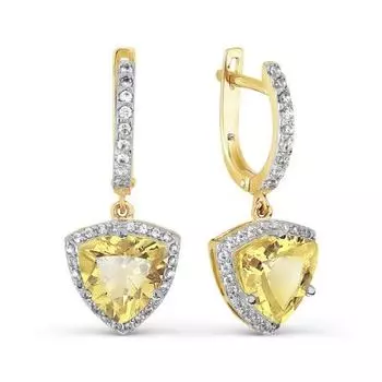 Серьги с цитринами и фианитами Линии Любви