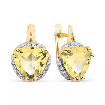 Серьги с цитринами и фианитами Линии Любви