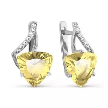 Серьги с цитринами и фианитами Линии Любви