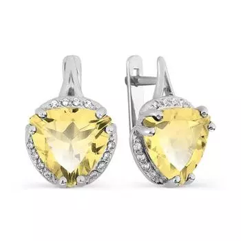 Серьги с цитринами и фианитами Линии Любви