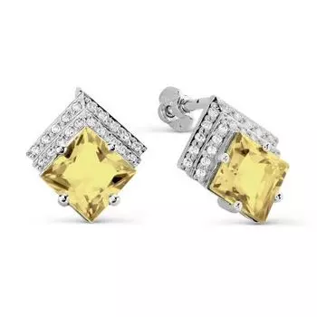 Серьги с цитринами и фианитами Линии Любви