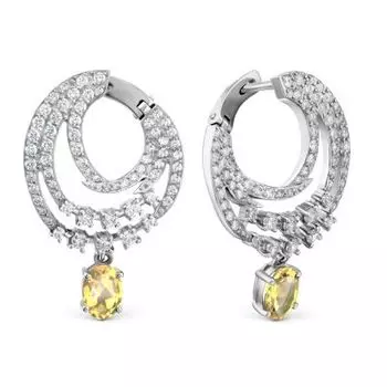 Серьги с цитринами и фианитами Линии Любви