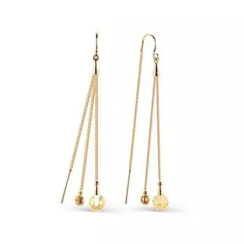 Серьги с цитринами и фианитами Линии Любви