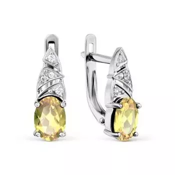 Серьги с цитринами и фианитами Линии Любви