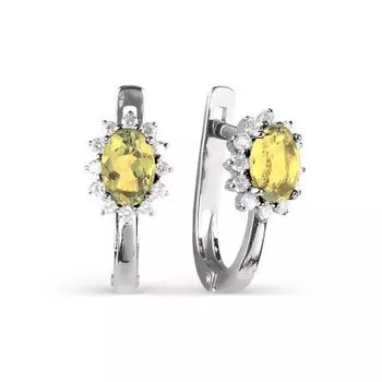 Серьги с цитринами и фианитами Линии Любви