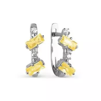 Серьги с цитринами и фианитами Линии Любви