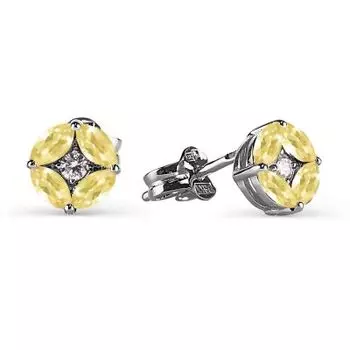 Серьги с цитринами и фианитами Линии Любви