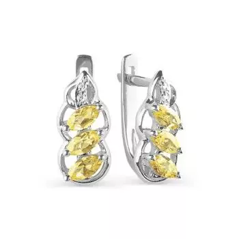 Серьги с цитринами и фианитами Линии Любви