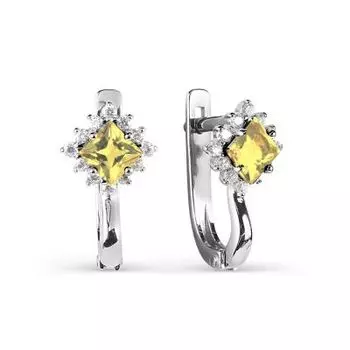 Серьги с цитринами и фианитами Линии Любви