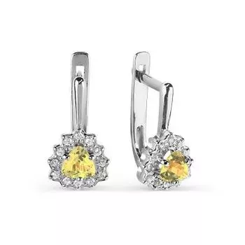 Серьги с цитринами и фианитами Линии Любви