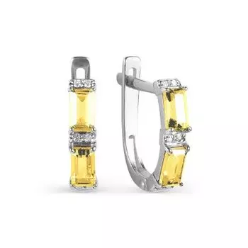 Серьги с цитринами и фианитами Линии Любви