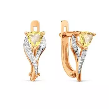 Серьги с цитринами и фианитами Линии Любви