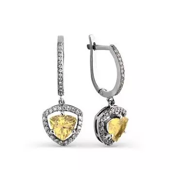 Серьги с цитринами и фианитами Линии Любви