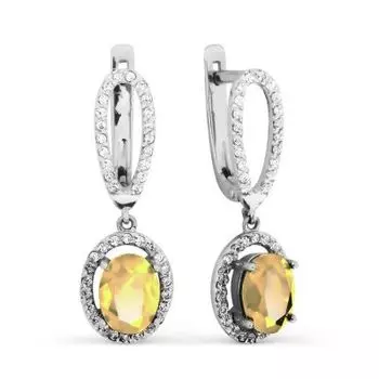 Серьги с цитринами и фианитами Линии Любви