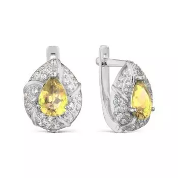 Серьги с цитринами и фианитами Линии Любви