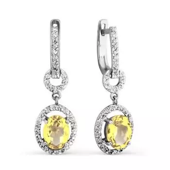 Серьги с цитринами и фианитами Линии Любви