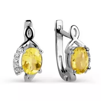 Серьги с цитринами и фианитами Линии Любви