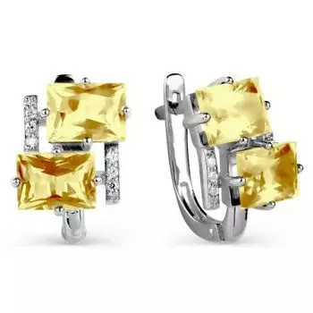 Серьги с цитринами и фианитами Линии Любви