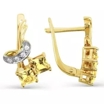 Серьги с цитринами и фианитами Линии Любви