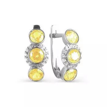 Серьги с цитринами и фианитами Линии Любви