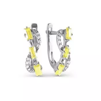 Серьги с цитринами и фианитами Линии Любви