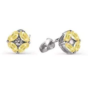 Серьги с цитринами и фианитами Линии Любви