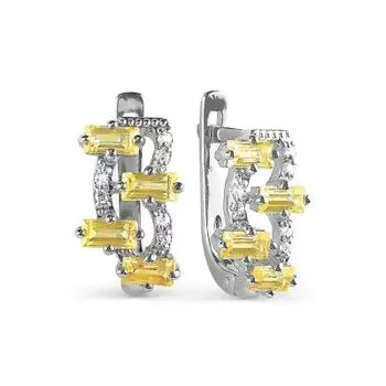 Серьги с цитринами и фианитами Линии Любви