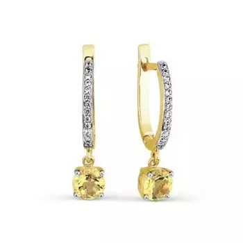 Серьги с цитринами и фианитами Линии Любви