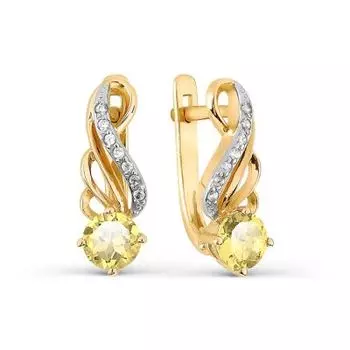 Серьги с цитринами и фианитами Линии Любви