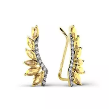 Серьги с цитринами и фианитами Линии Любви