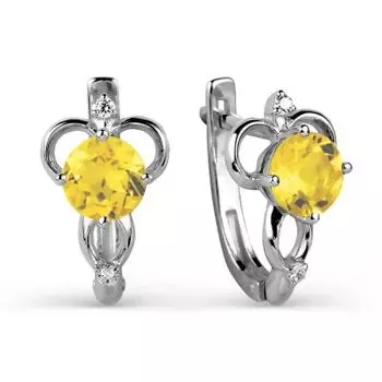 Серьги с цитринами и фианитами Линии Любви