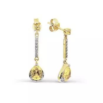 Серьги с цитринами и фианитами Линии Любви
