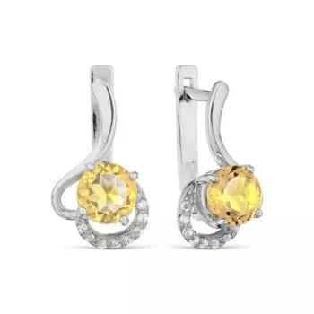 Серьги с цитринами и фианитами Линии Любви