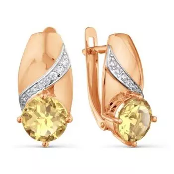 Серьги с цитринами и фианитами Линии Любви