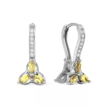 Серьги с цитринами и фианитами Линии Любви