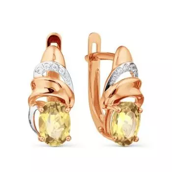 Серьги с цитринами и фианитами Линии Любви