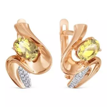 Серьги с цитринами и фианитами Линии Любви