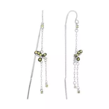 Серьги с цитринами и фианитами Линии Любви