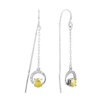 Серьги с цитринами и фианитами Линии Любви